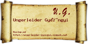 Ungerleider Gyöngyi névjegykártya